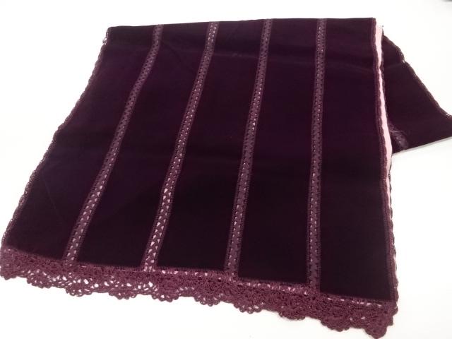 ビロードリボン刺繍縞模様ショール